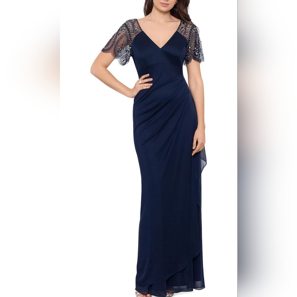 XSCAPE $219 Navy Blue Evening Gown SZ 10